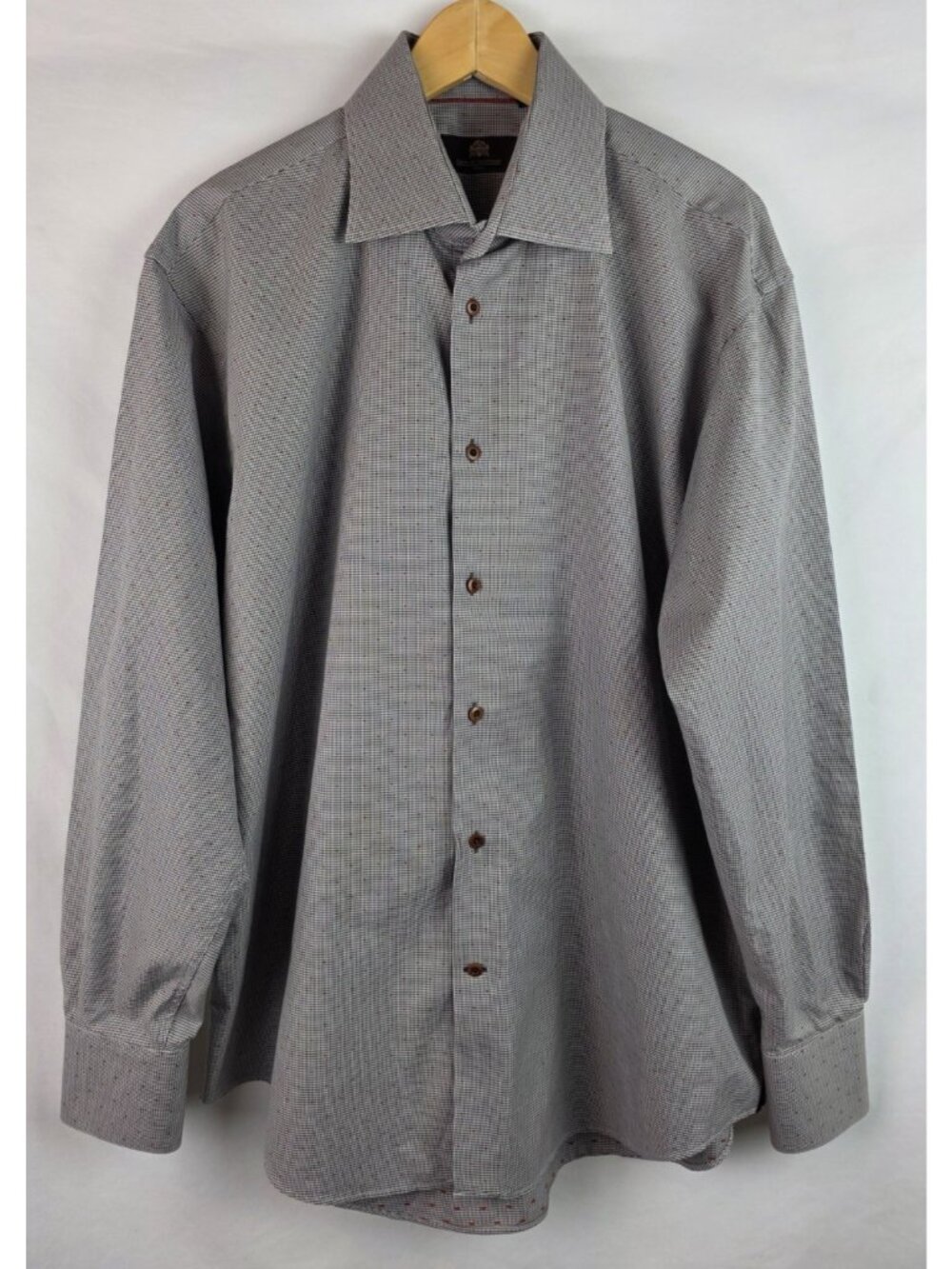 Circle of Gentlemen Men's Shirt Garvey Size 44 17.5 Gray Long Sleeve Button Down